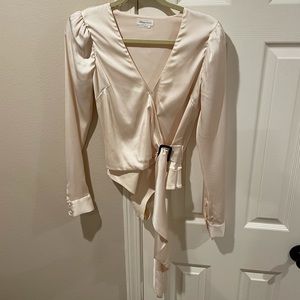 Lovers+Friends cream wrap bodysuit